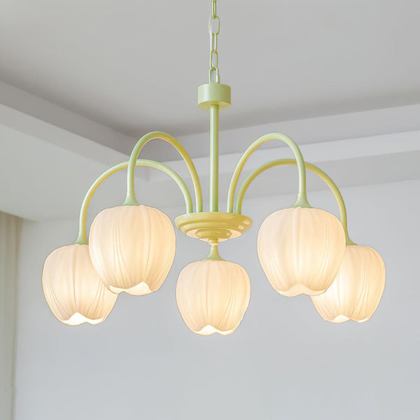 Tulp Matcha Kroonluchter - hanglampen - zijaanzicht