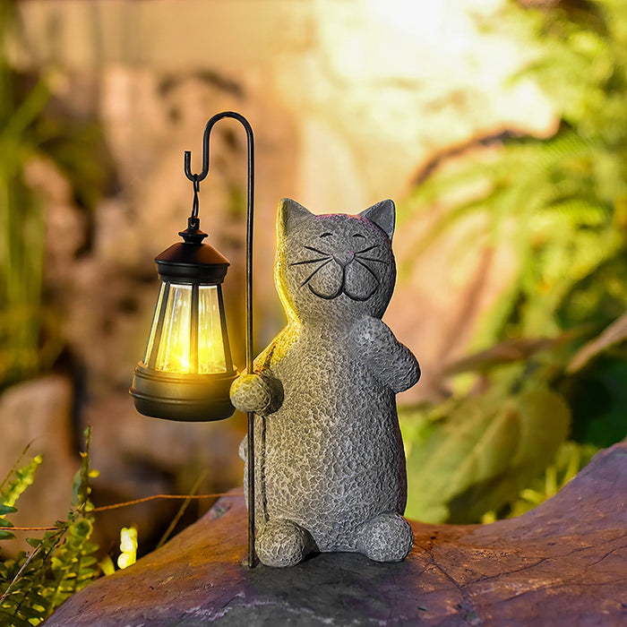 Gouden Gloeiende Kat Tuinlamp - buitenverlichting - sfeerbeeld