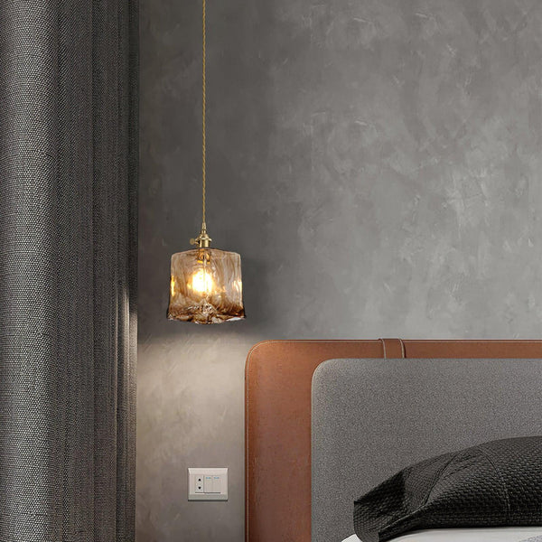 Vintage Bruin Glazen Hanglamp - hanglampen - sfeerbeeld