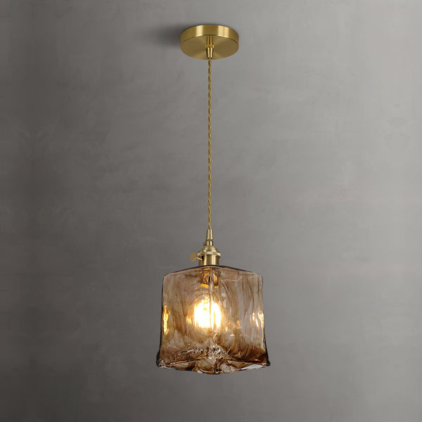 Vintage Bruin Glazen Hanglamp - hanglampen - zijaanzicht