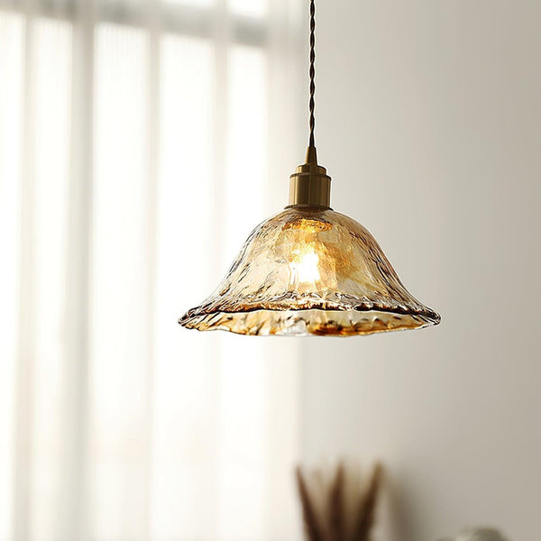 Vintage Bruin Glazen Hanglamp - hanglampen - gemonteerd