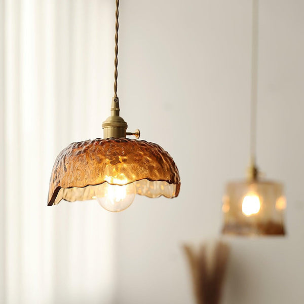 Vintage Bruin Glazen Hanglamp - hanglampen - verlicht