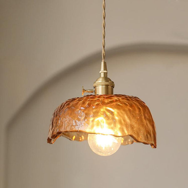 Vintage Bruin Glazen Hanglamp - hanglampen - in de kamer