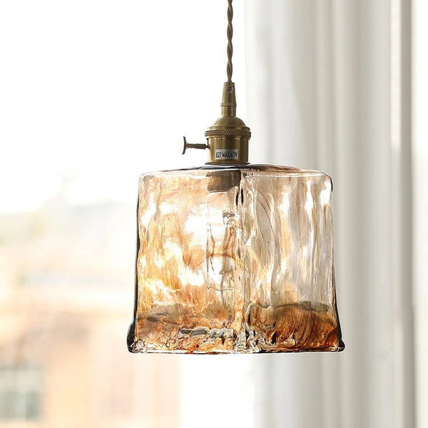 Vintage Bruin Glazen Hanglamp - hanglampen - close-up