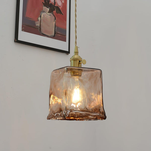 Vintage Bruin Glazen Hanglamp - hanglampen - gemonteerd
