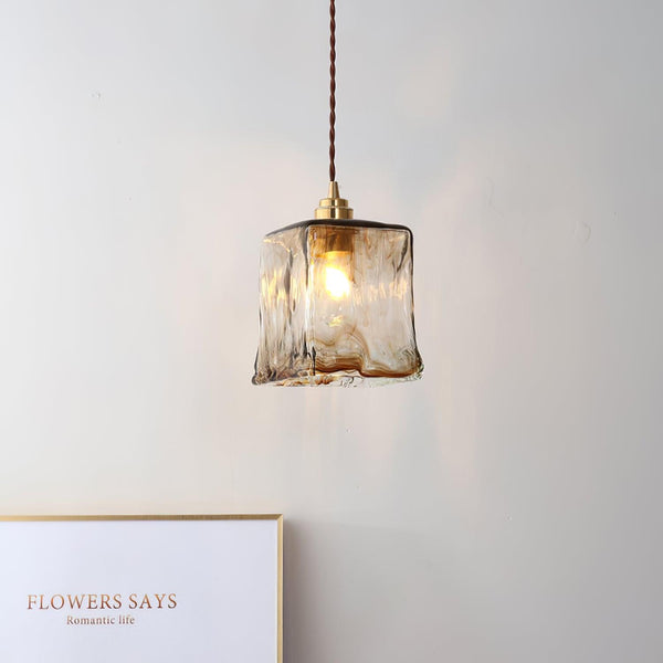 Vintage Bruin Glazen Hanglamp - hanglampen - materiaaldetail