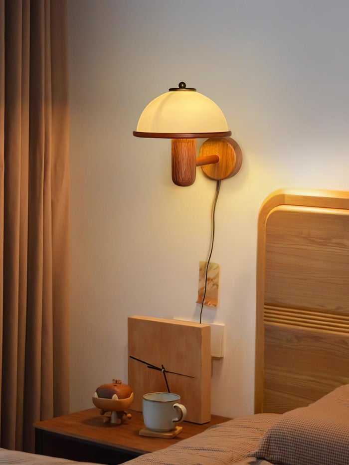 Paddenstoel Houten Wandlamp - wandlampen - zijaanzicht