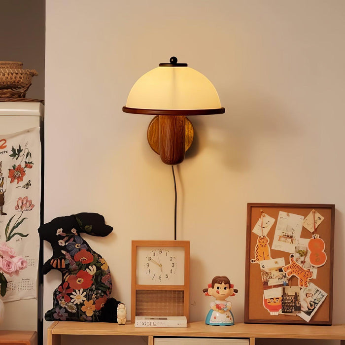 Paddenstoel Houten Wandlamp - wandlampen - detail
