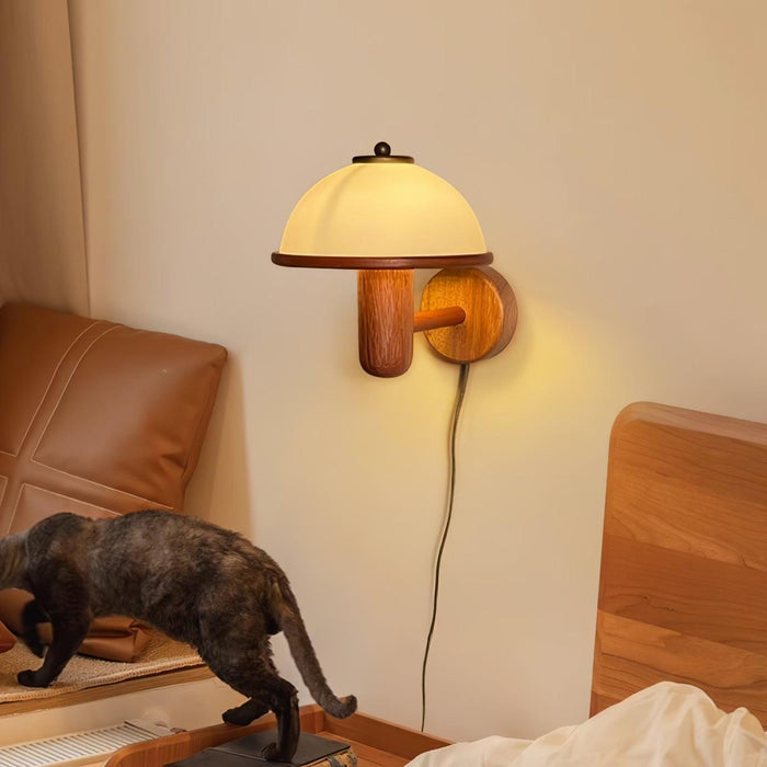 Paddenstoel Houten Wandlamp - wandlampen - in de kamer