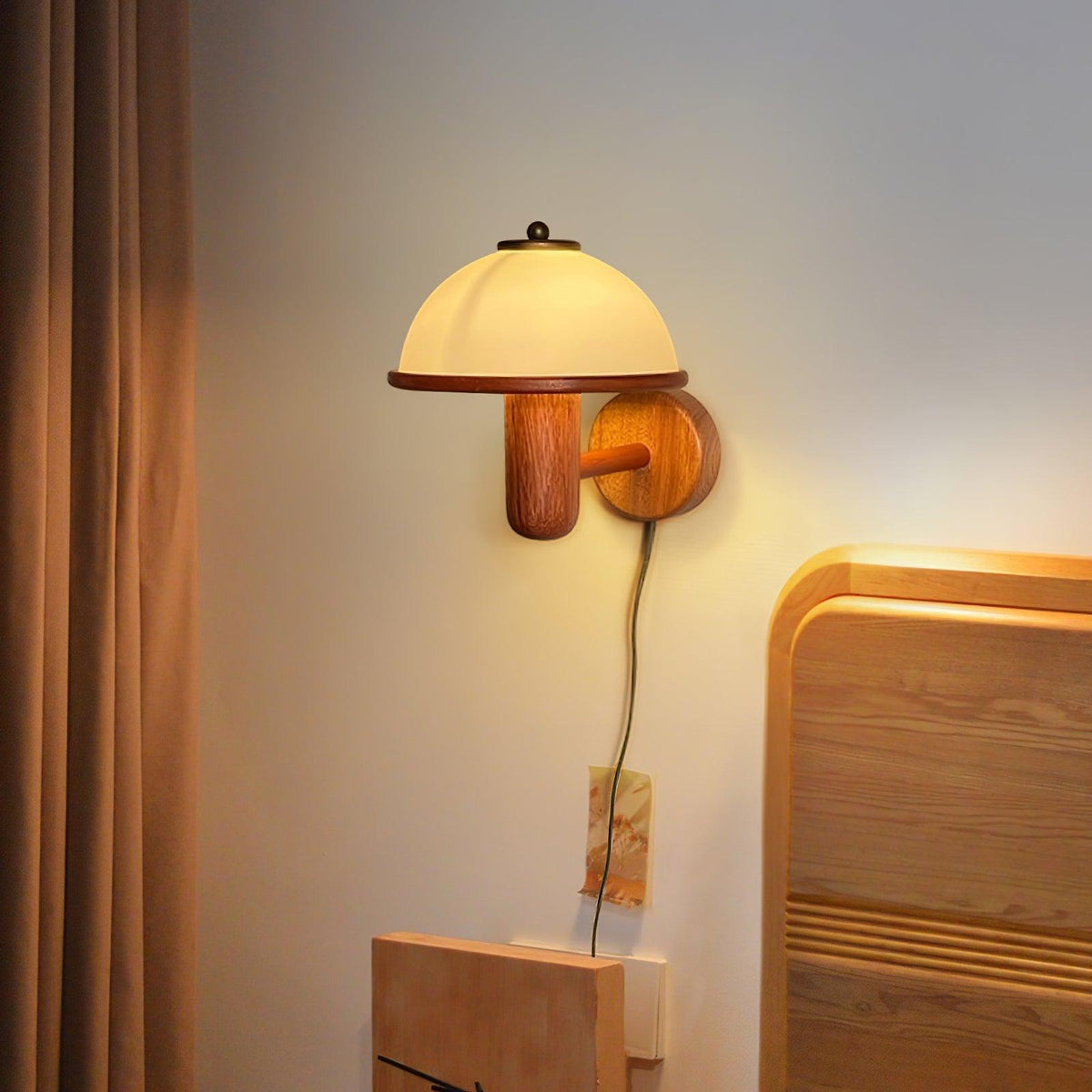 Paddenstoel Houten Wandlamp - wandlampen - sfeerbeeld