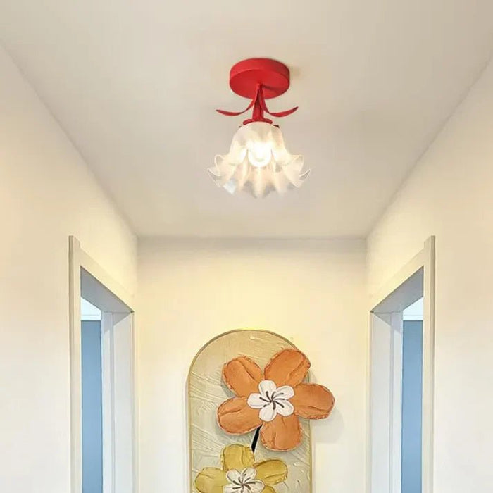 Eenvoudige Tiffany Plafondlamp Met Minibloemen - plafondlamp - verlicht