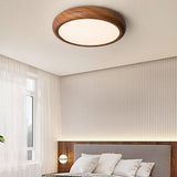 Round Ceiling Lamp with Wood Grain