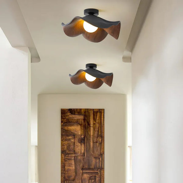 Scandinavische Houten Lotus Plafondlamp - plafondlamp