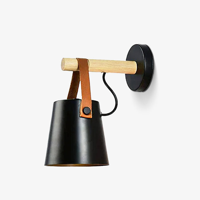 Conische Wandlamp van Hout - wandlampen - close-up