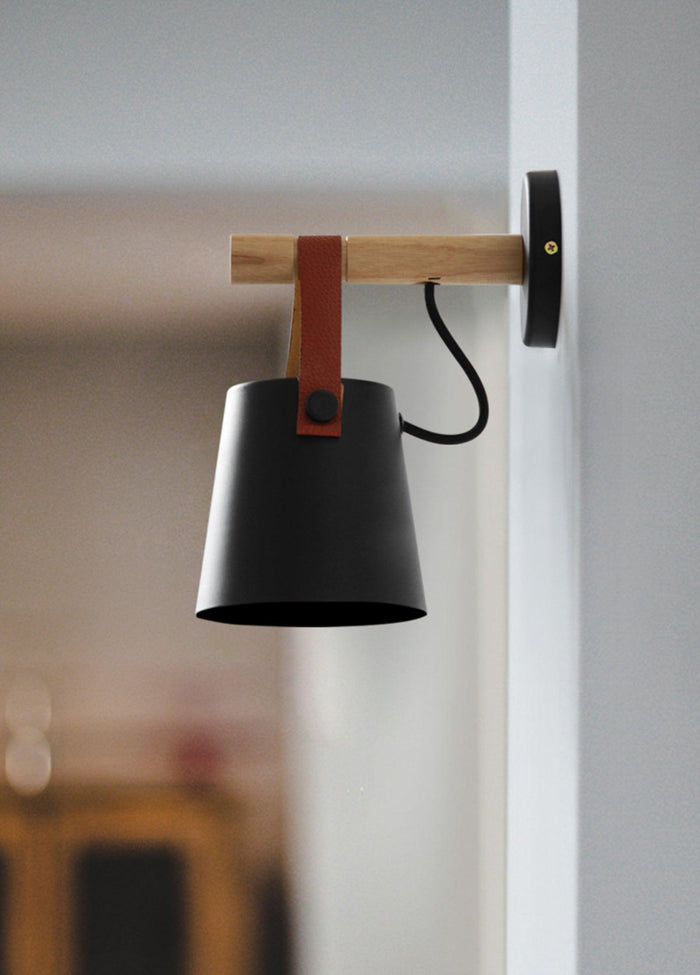 Conische Wandlamp van Hout - wandlampen