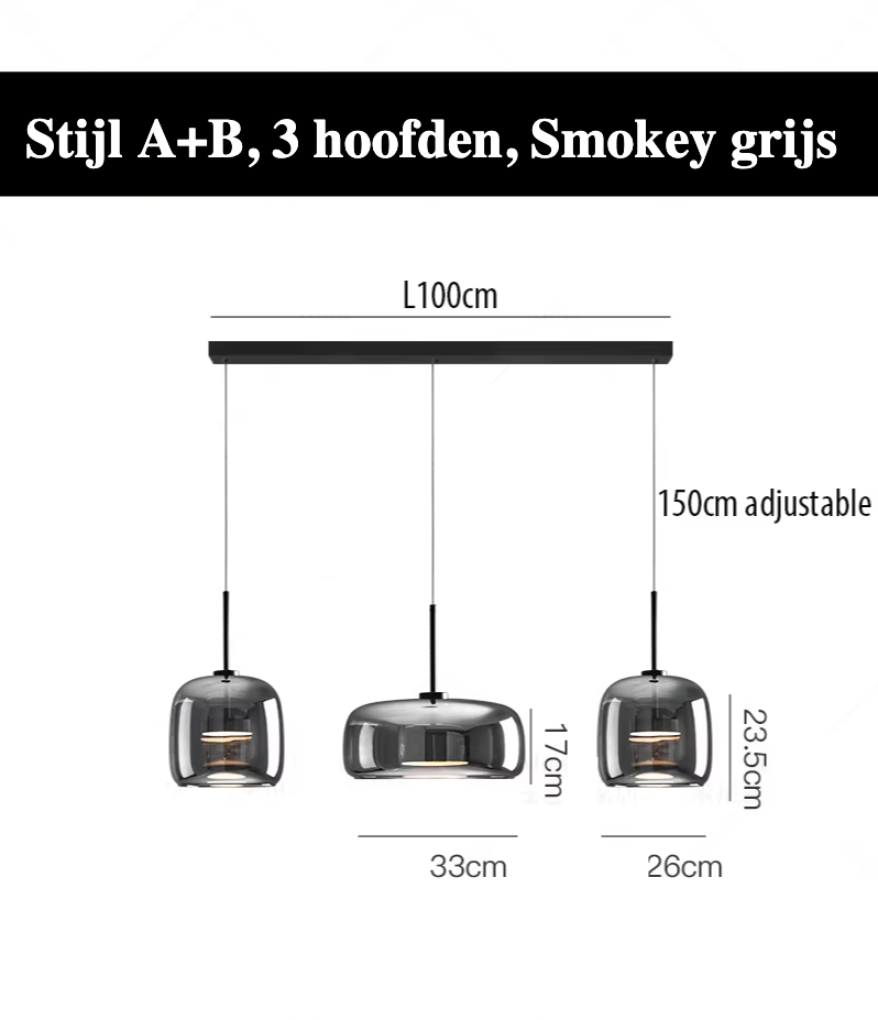 LumiGlow – Elegante Glassteen Hanglamp met LED-verlichting - hanglampen - gemonteerd