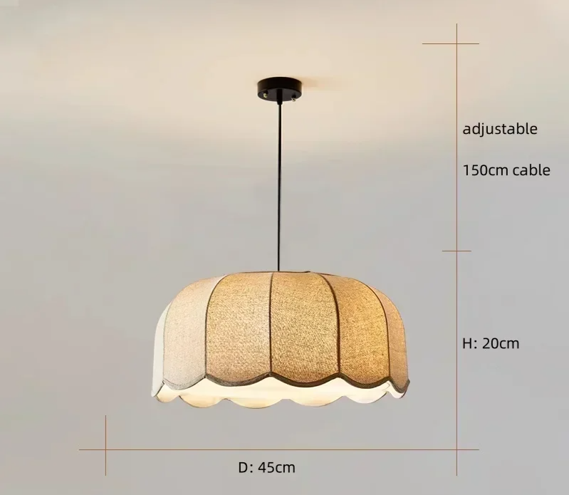 Nordic Wabi Glow – Minimalist Wabi Sabi Linen LED Pendant Lamp