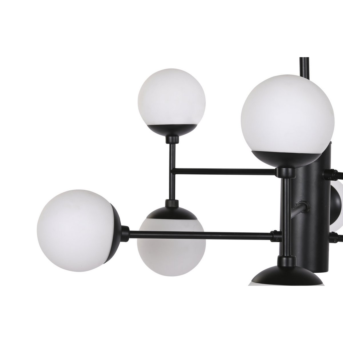 Alexandra Meti - Metalen Glazen Plafondlamp 80X80X60 9 Zwarte Ballen - plafondlampen - sfeerbeeld