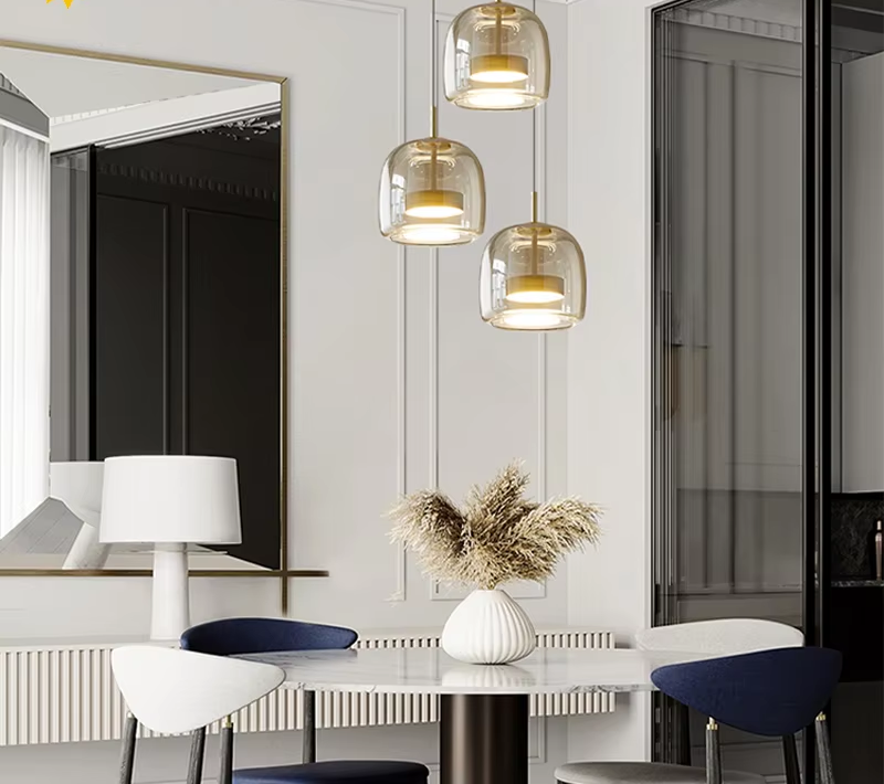 LumiGlow – Elegante Glassteen Hanglamp met LED-verlichting - hanglampen - in de kamer