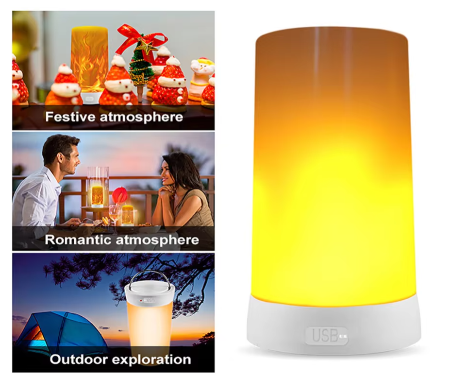 FLAMO USB Oplaadbare LED Vlamlamp - tafellampen - zijaanzicht