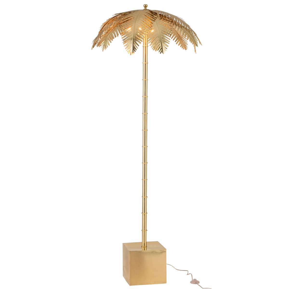 J -Line Lamp Staand Kokosbladeren - Metaal - Goud - vloerlamp - in de kamer