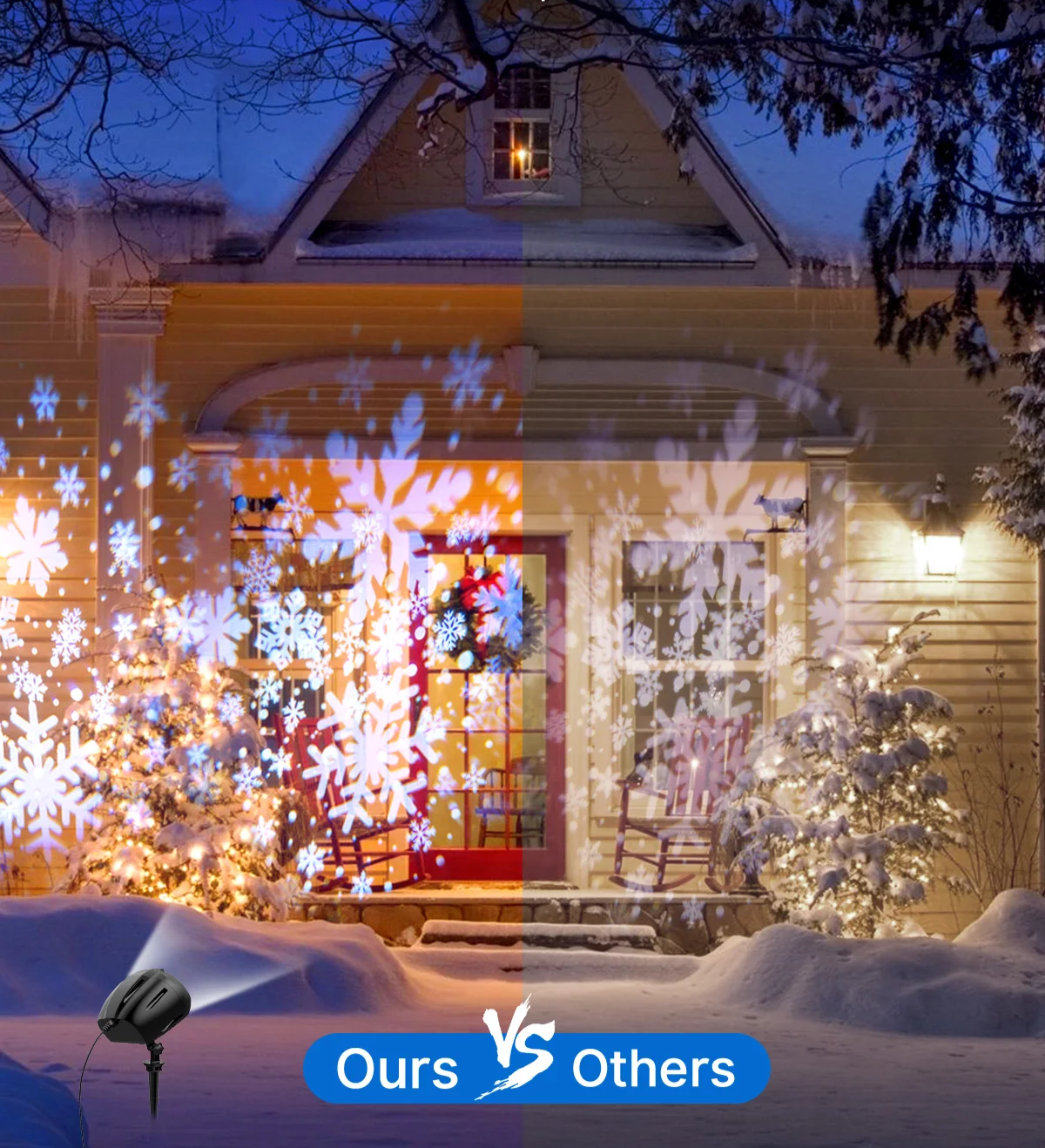 SNOWGLOW – LED Kerst Sneeuwval Projector met Dubbele Kop - buitenverlichting - in de kamer