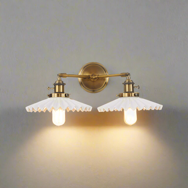 Antique Gold Ceramic Double Lamp