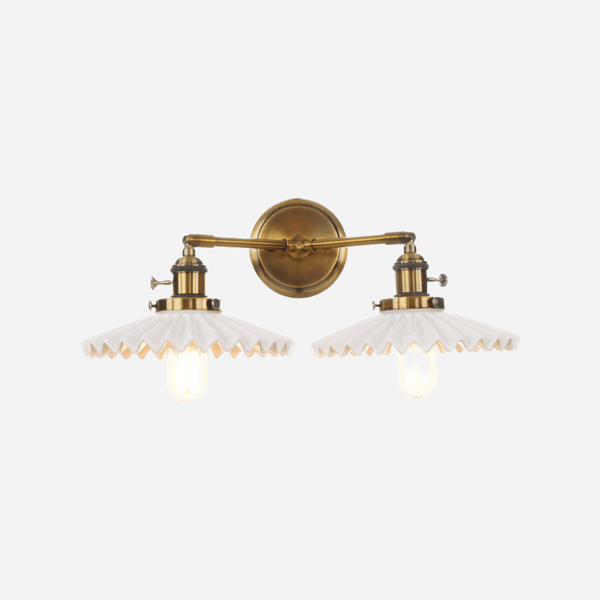 Antieke Gouden Keramische Dubbele Lamp - wandlampen - sfeerbeeld