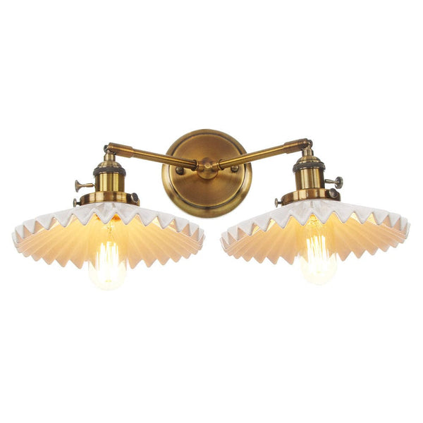 Antieke Gouden Keramische Dubbele Lamp - wandlampen - detail