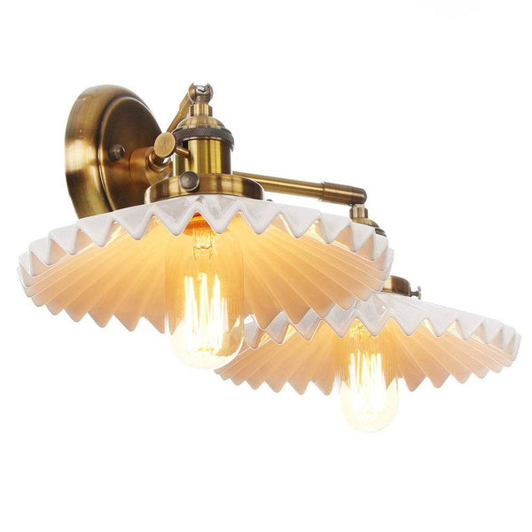 Antieke Gouden Keramische Dubbele Lamp - wandlampen - afmetingen
