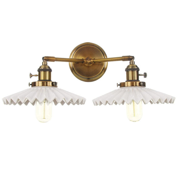 Antieke Gouden Keramische Dubbele Lamp - wandlampen - gemonteerd