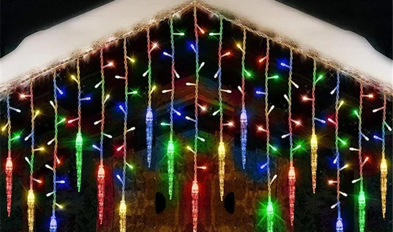 LumaSneeuw 4M LED Sneeuwvlok Gordijnverlichting – Kerst IJspegel Sfeerverlichting - buitenverlichting - gemonteerd
