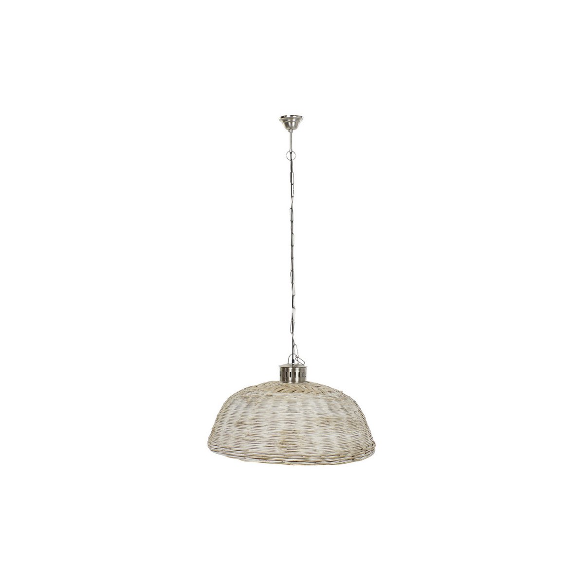 Alexandra Meti - Plafondlamp Metaal Rotan 80X80X47 Naturel - hanglampen - zijaanzicht