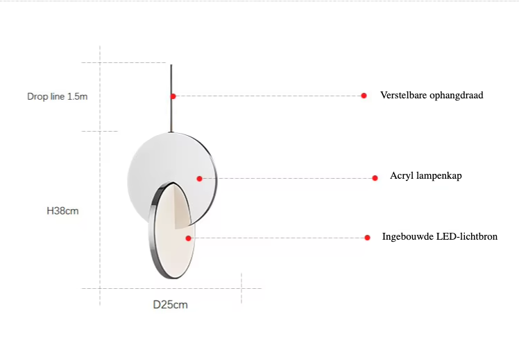 Lumea Luxe Hanglamp – Elegante LED Designverlichting voor een Stijlvol Interieur - hanglampen - afmetingen