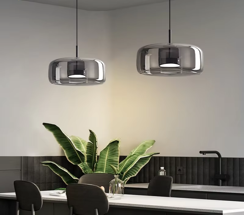 LumiGlow – Elegante Glassteen Hanglamp met LED-verlichting - hanglampen - zijaanzicht