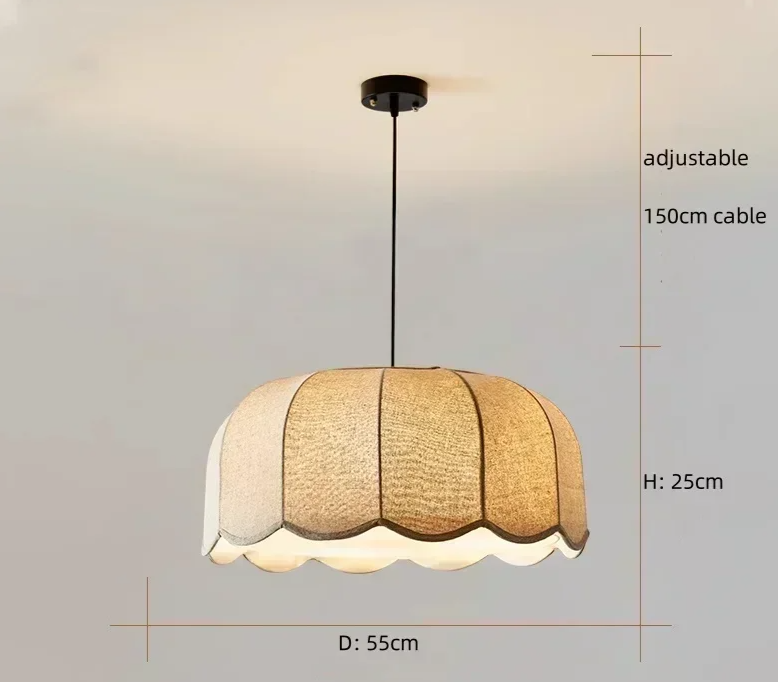 Nordic Wabi Glow – Minimalistische Wabi Sabi Linnen LED Hanglamp - hanglampen - materiaaldetail