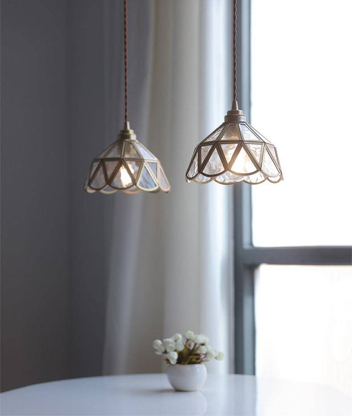 Messing Glazen Hanglamp - hanglampen - in de kamer