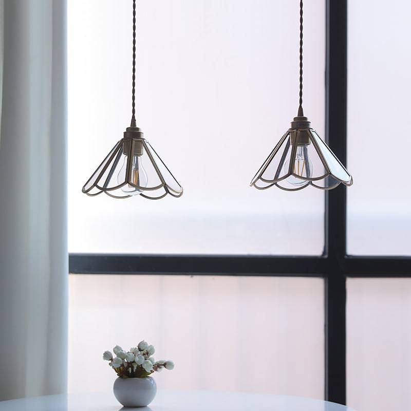Messing Glazen Hanglamp - hanglampen - zijaanzicht