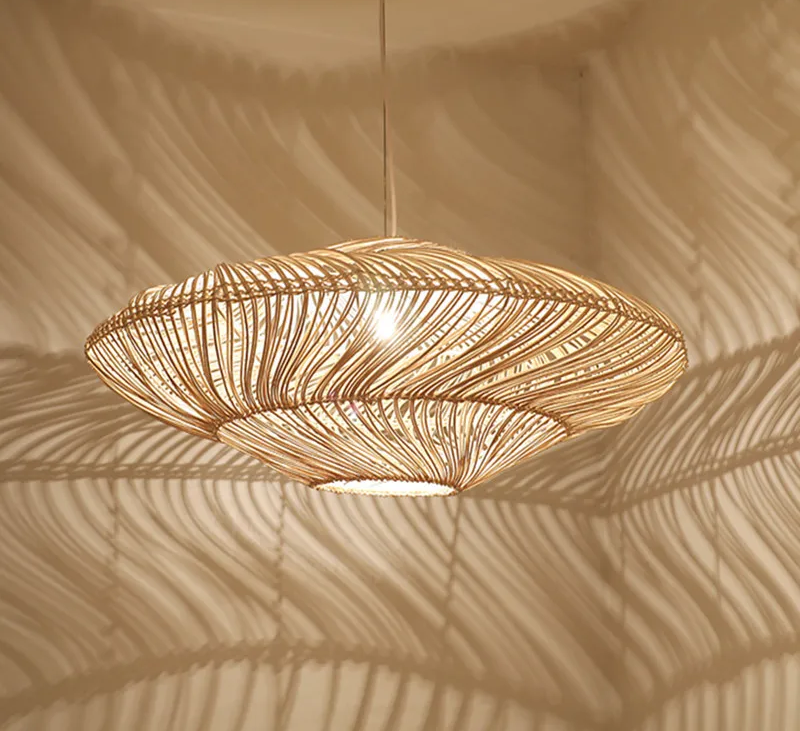 ZenRattan – Japanse Wabi-Sabi LED Hanglamp - plafondlamp - zijaanzicht