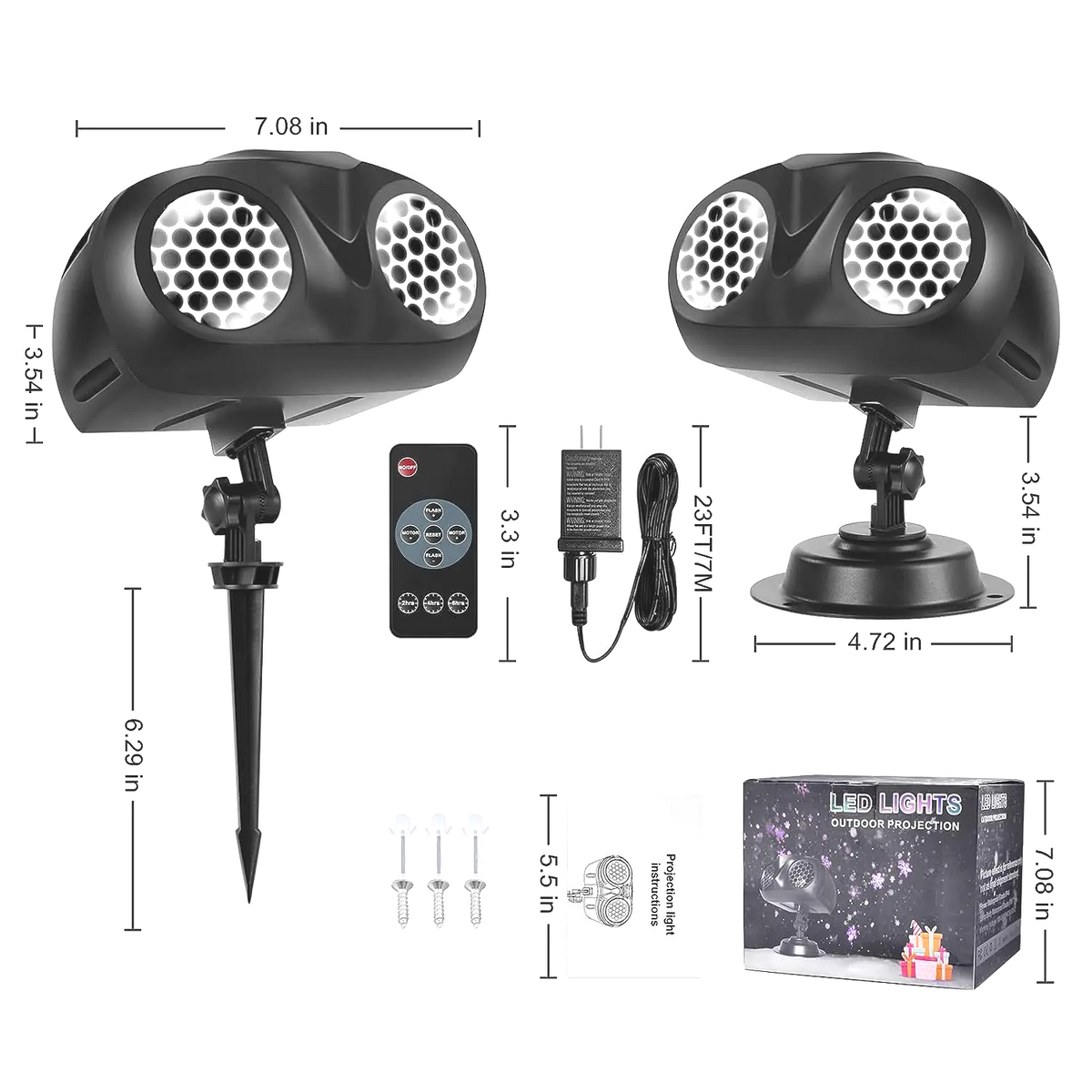 SNOWGLOW – LED Kerst Sneeuwval Projector met Dubbele Kop - buitenverlichting
