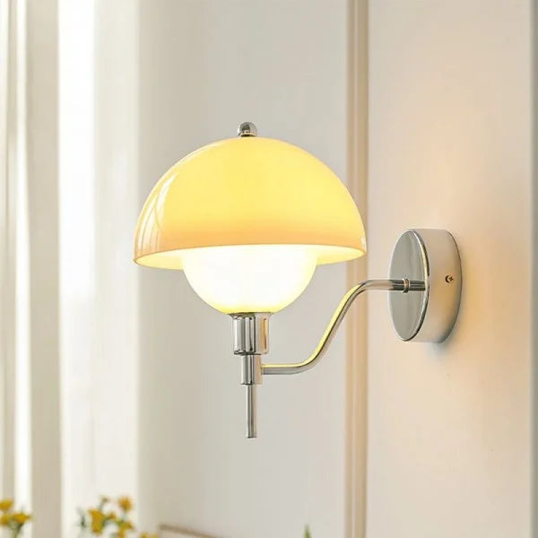 Paddestoel Wandlamp In Crème Kleur - wandlampen - zijaanzicht