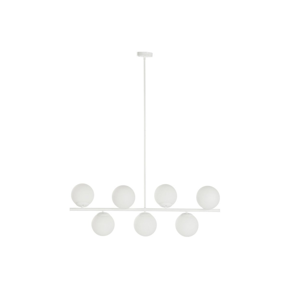 Alexandra Meti - Metalen Glazen Plafondlamp 98X21X22 Witte Ballen - plafondlampen - gemonteerd