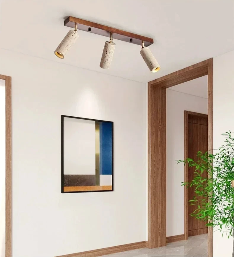 Travertin Plafondlamp - plafondlamp - zijaanzicht