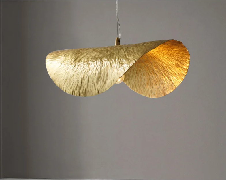 Minimalist Copper Pendant Lamp in Lotus Leaf Design