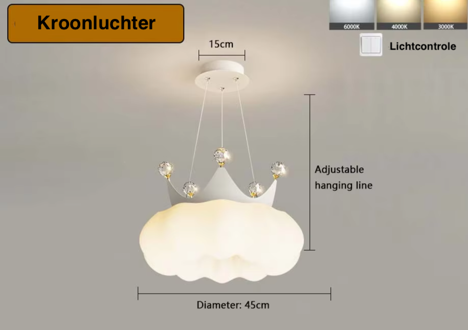 PrincessLume – Franse Kroonlamp met Crèmekleurige Windstijl - hanglampen - materiaaldetail