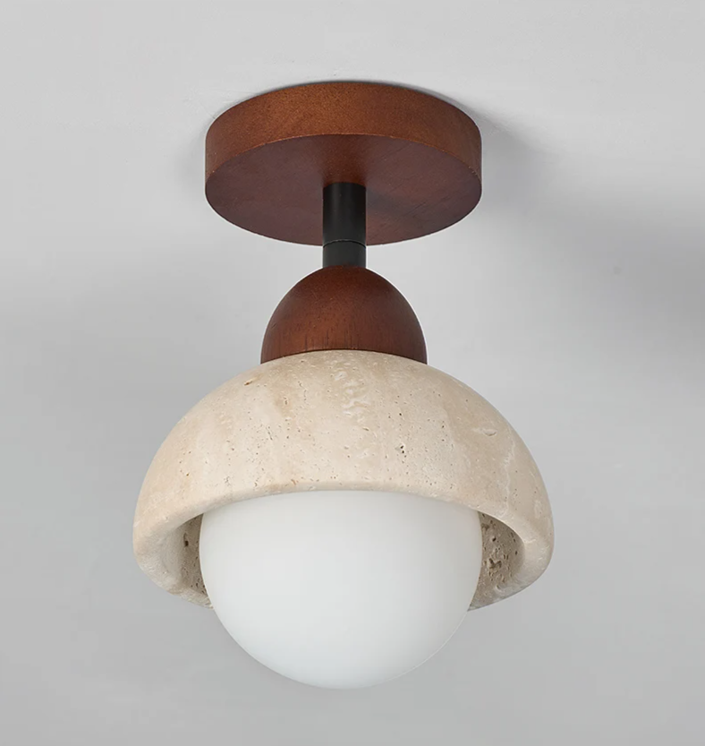 Wabi Sabi Travertin Plafondlamp - plafondlamp - in de kamer