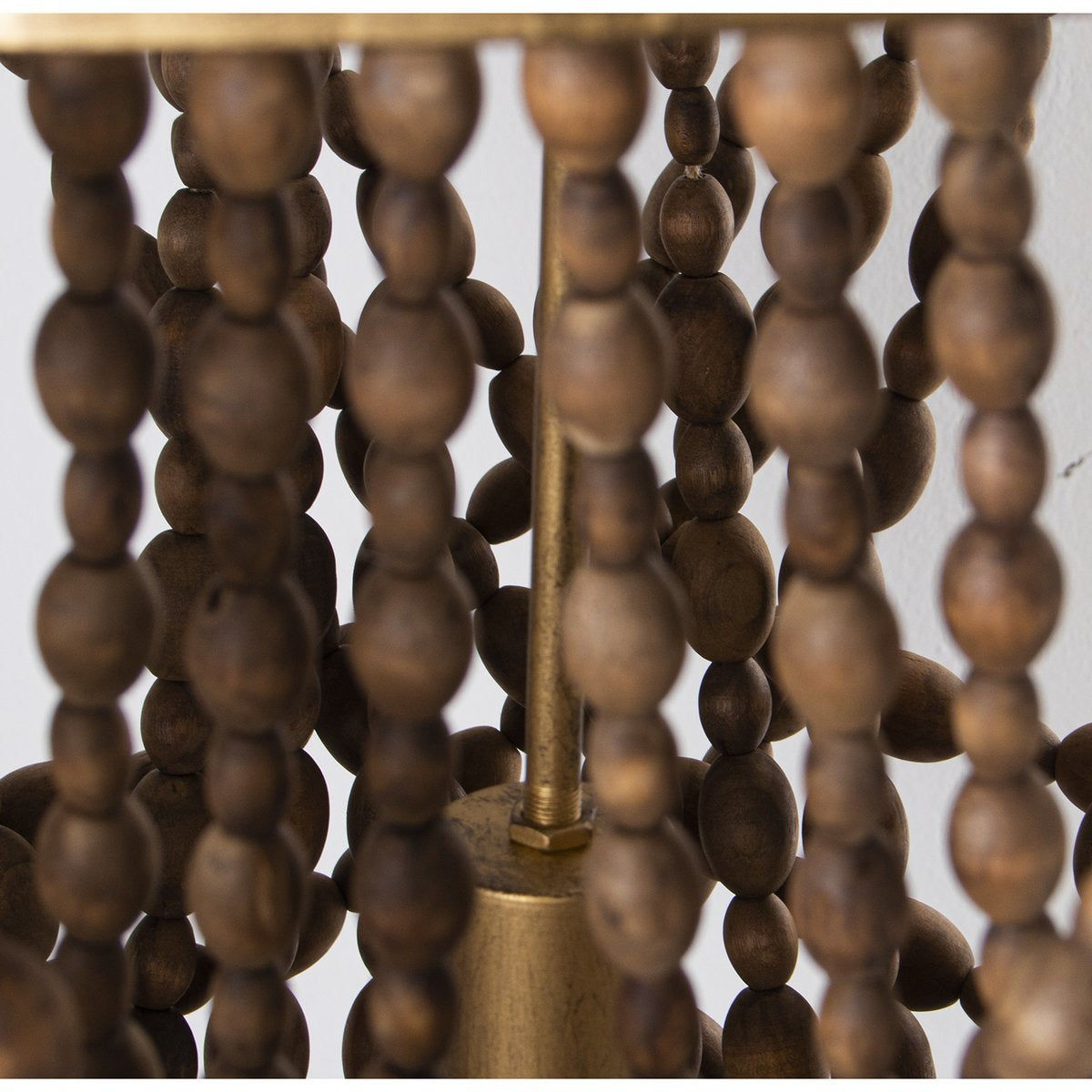 Alexandra Style - Metalen Plafondlamp Met Houten Kralen, 1Xe27, Max.60W °60X74/179Cm - hanglampen - in de kamer