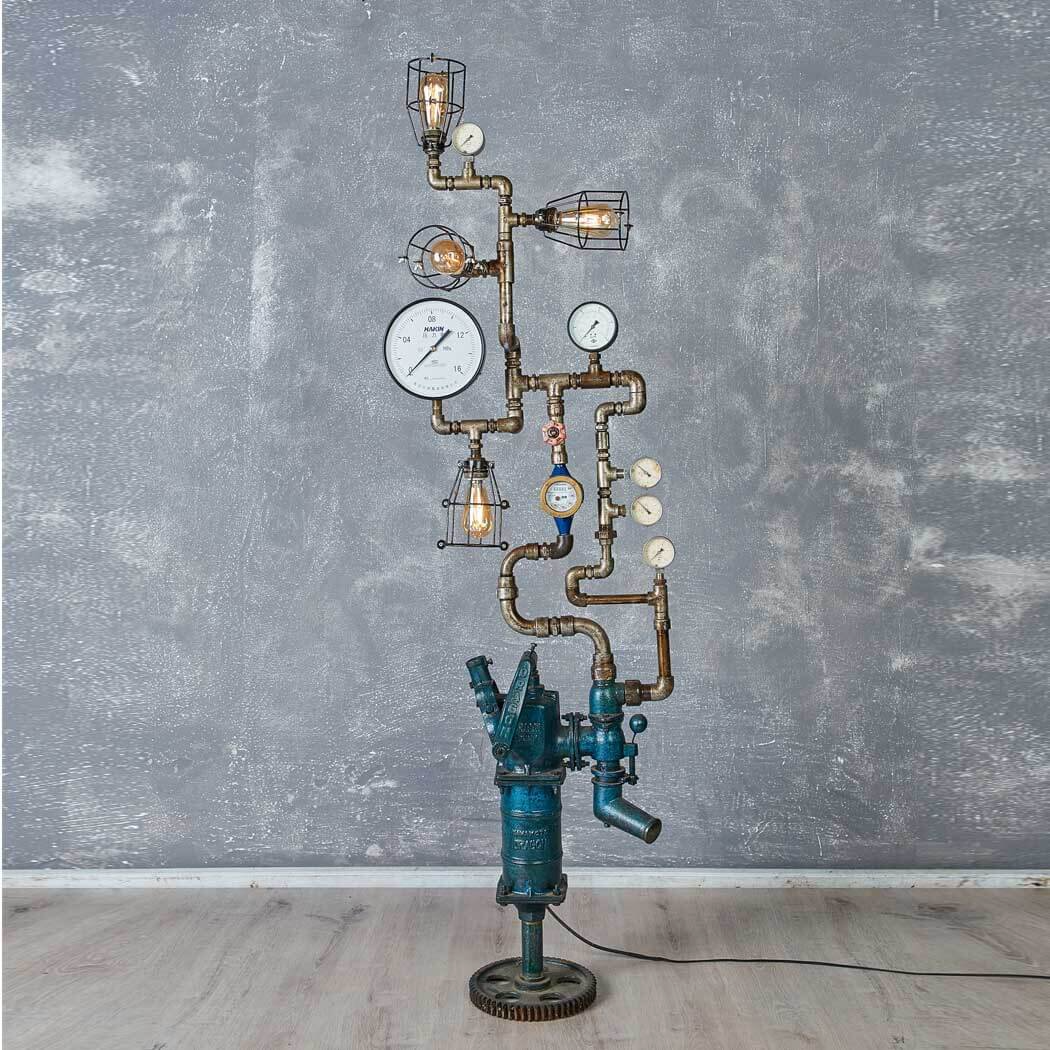 Golden Pigs - Hoge Spectaculaire Waterpomplamp - vloerlampen - sfeerbeeld