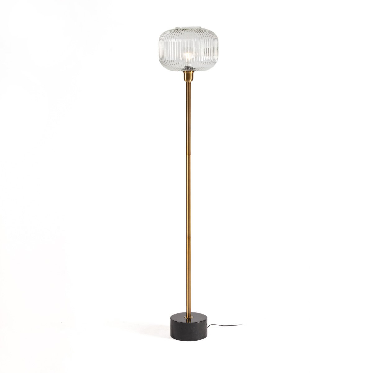 Alexandra Thai - Vloerlamp 30X30X162 Goud Metaal/Zwart Marmer/Transparant Glas - vloerlampen - in de kamer