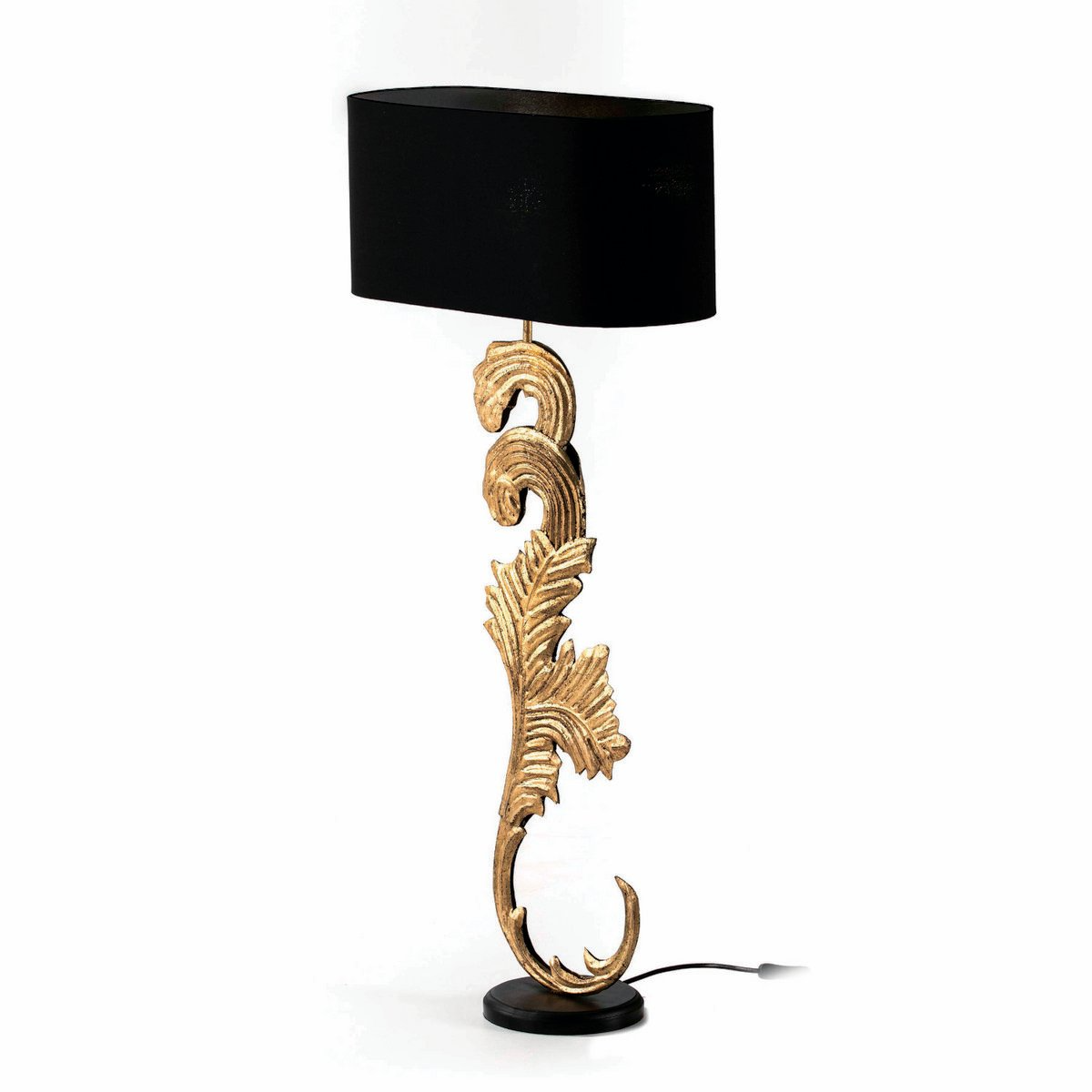Alexandra Thai - Tafellamp 22X18X77 Hout Zwart/Goud Metaal met Zwarte Lampenkap - tafellampen - sfeerbeeld